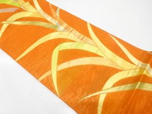 絽　草葉模様織り出し　袋帯